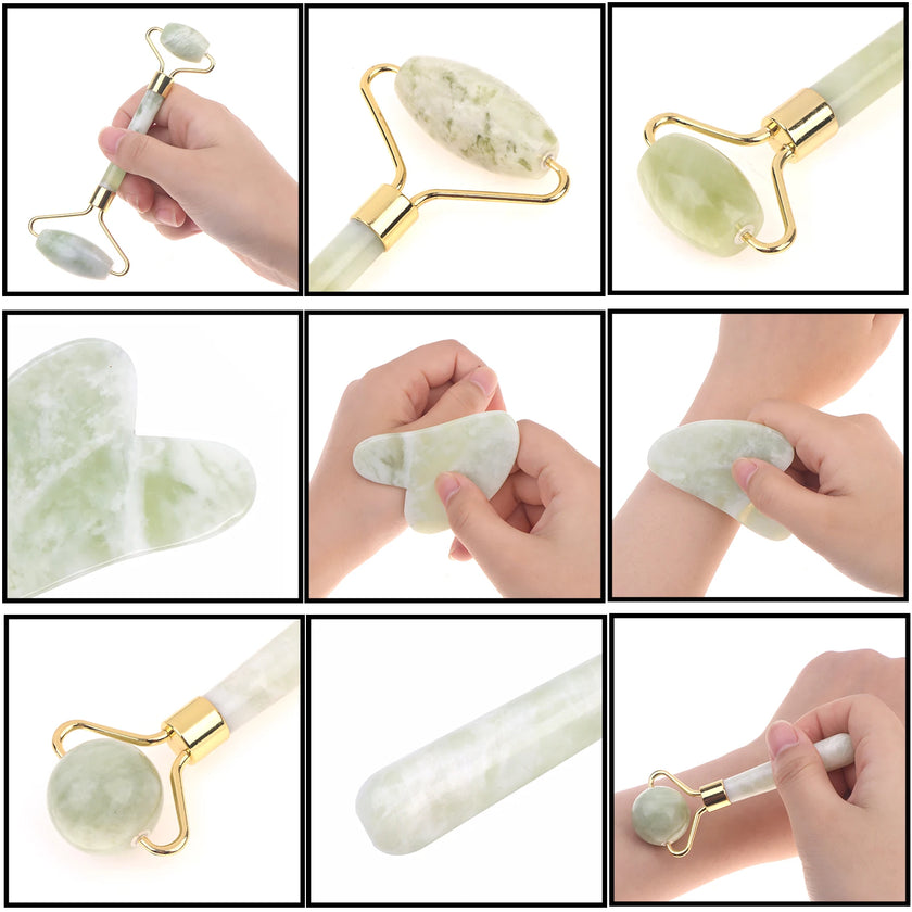 Natural Face Jade Roller Gua Sha Scraper Massager for Neck Body Guasha Eye Massage Face Slimming Therapy Beauty Skincare Tool