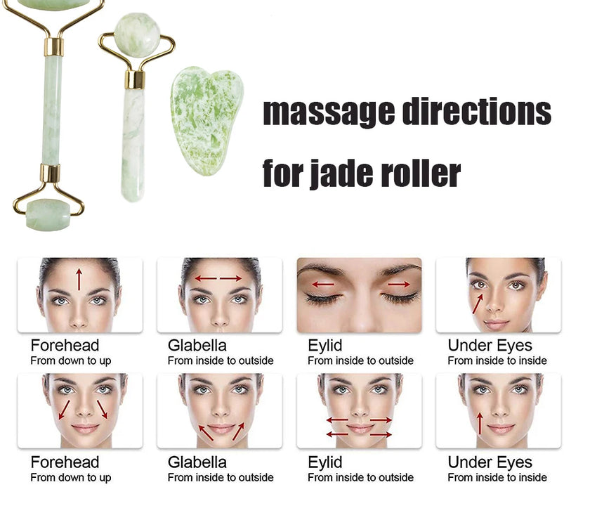 Natural Face Jade Roller Gua Sha Scraper Massager for Neck Body Guasha Eye Massage Face Slimming Therapy Beauty Skincare Tool