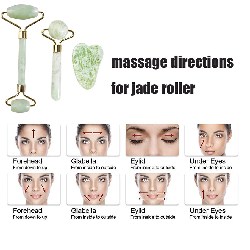 Natural Face Jade Roller Gua Sha Scraper Massager for Neck Body Guasha Eye Massage Face Slimming Therapy Beauty Skincare Tool