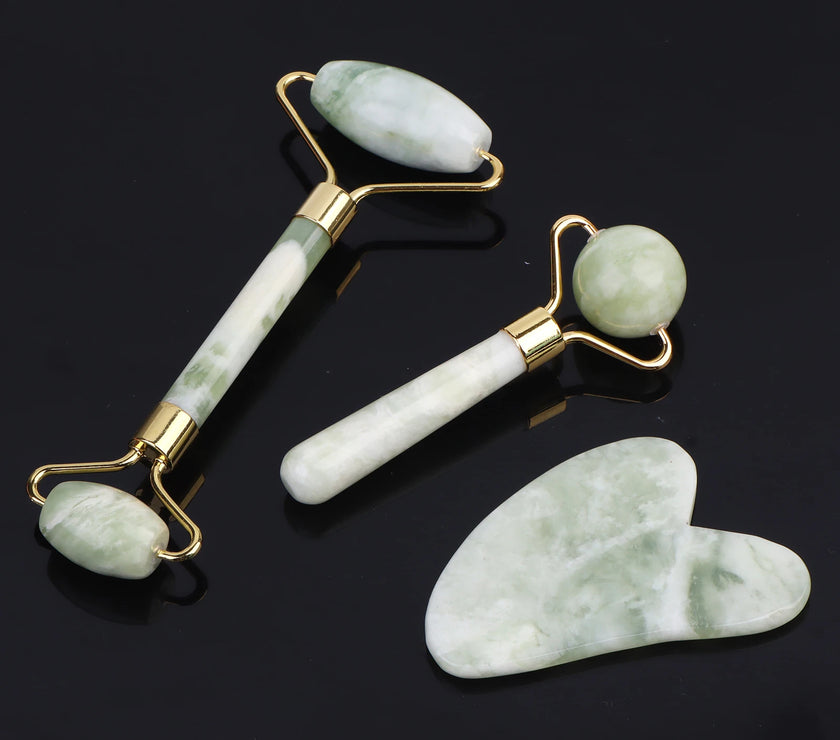 Natural Face Jade Roller Gua Sha Scraper Massager for Neck Body Guasha Eye Massage Face Slimming Therapy Beauty Skincare Tool