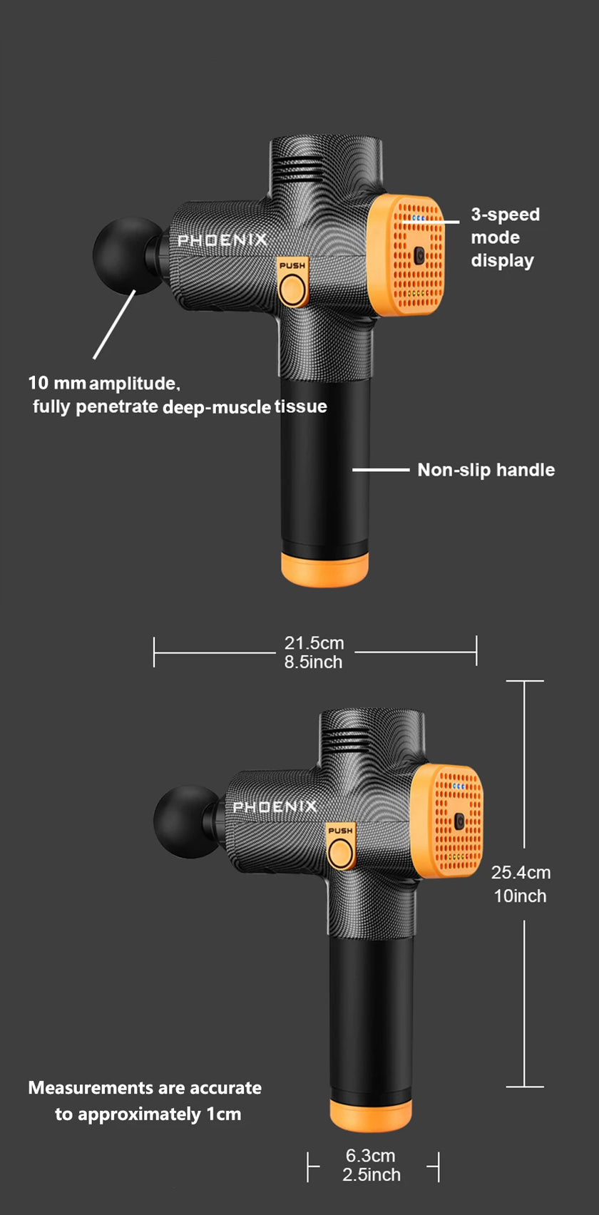 Phoenix A2 Massage Gun Muscle Relaxation Deep Tissue Massager Dynamic Vibrator Back Portable Handheld Display Fascia Gun Massage