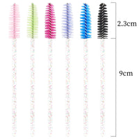 200pcs Makeup Brushes Disposable Eyelash Eyebrow Brush Crystal Handle Mascara Wand Applicator Eye Lashes Eyelash Extension Tool