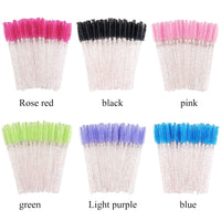 200pcs Makeup Brushes Disposable Eyelash Eyebrow Brush Crystal Handle Mascara Wand Applicator Eye Lashes Eyelash Extension Tool