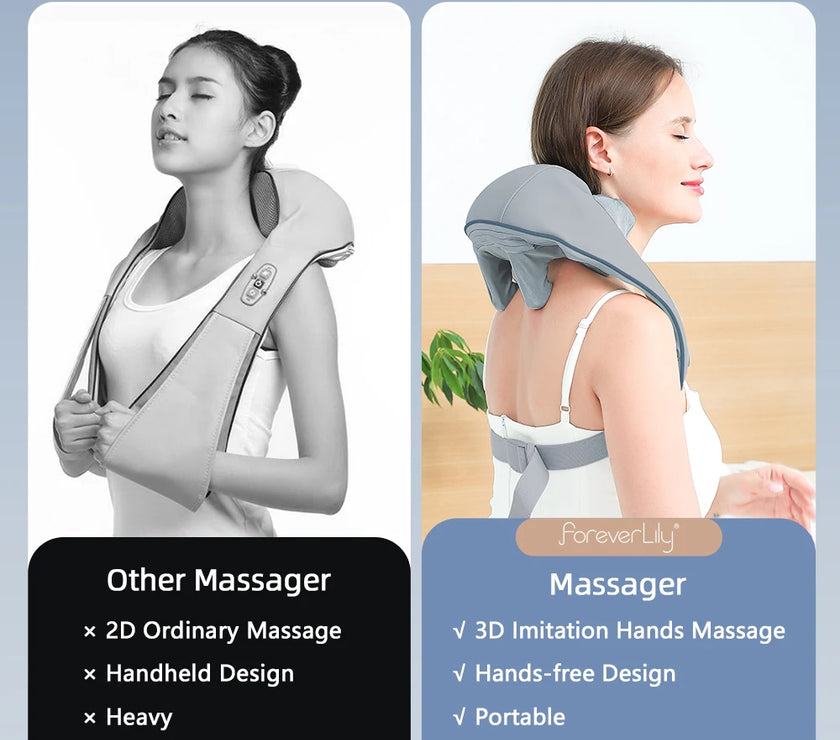 Foreverlily 26W Neck And Shoulder Massager Wireless Shoulder And Back Kneading Massage Shawl Trapezius Neck Cervical masajeador