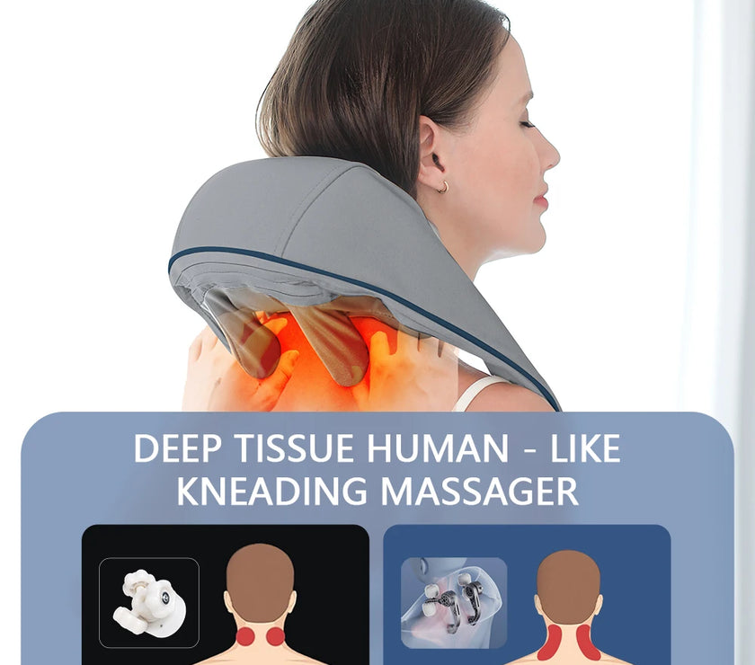 Foreverlily 26W Neck And Shoulder Massager Wireless Shoulder And Back Kneading Massage Shawl Trapezius Neck Cervical masajeador