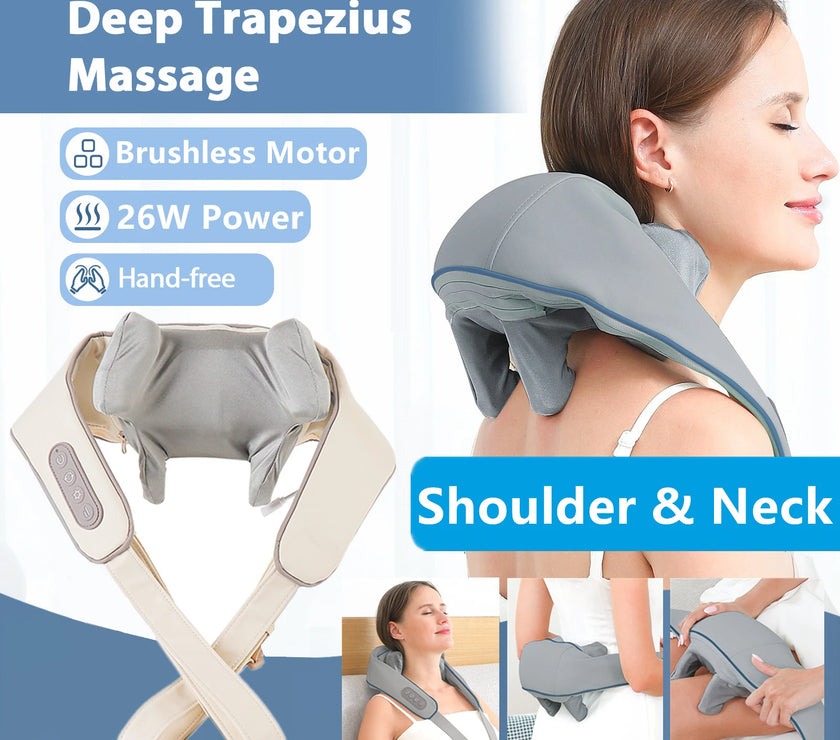 Foreverlily 26W Neck And Shoulder Massager Wireless Shoulder And Back Kneading Massage Shawl Trapezius Neck Cervical masajeador