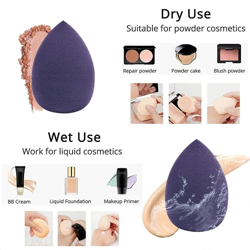 12pcs  purple flocking powder puff, large, medium and small powder puff Air cushion makeup egg set, both wet and dry, suitable