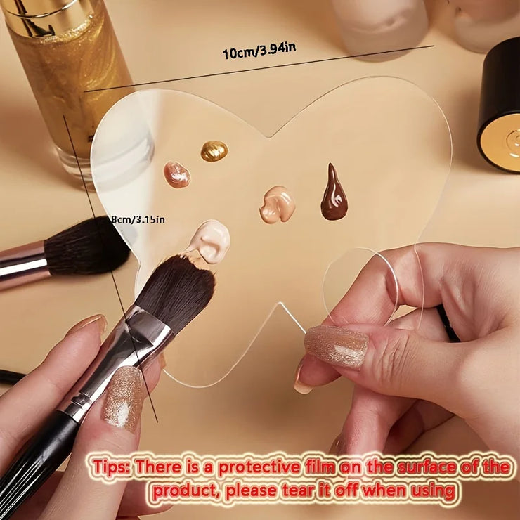 Makeup Foundation Palette Acrylic Heart-Shaped Art Eye Cosmetic Liquid Blending Plate Hypoallergenic Mixing DIY Tools Present