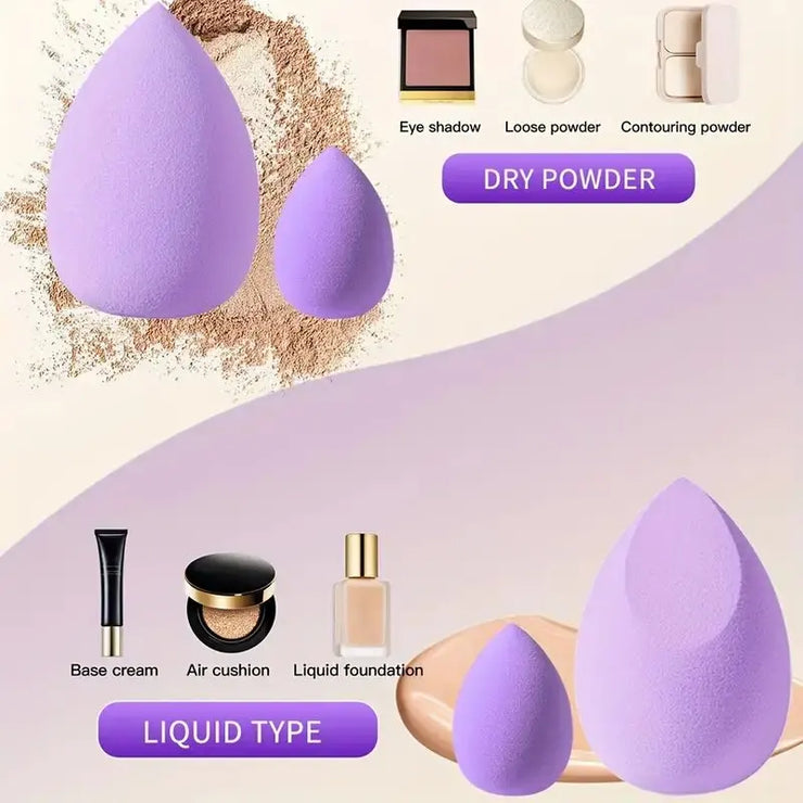 12pcs  purple flocking powder puff, large, medium and small powder puff Air cushion makeup egg set, both wet and dry, suitable